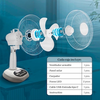 Foto 4 | Ventilador Recargable Portátil Solar
