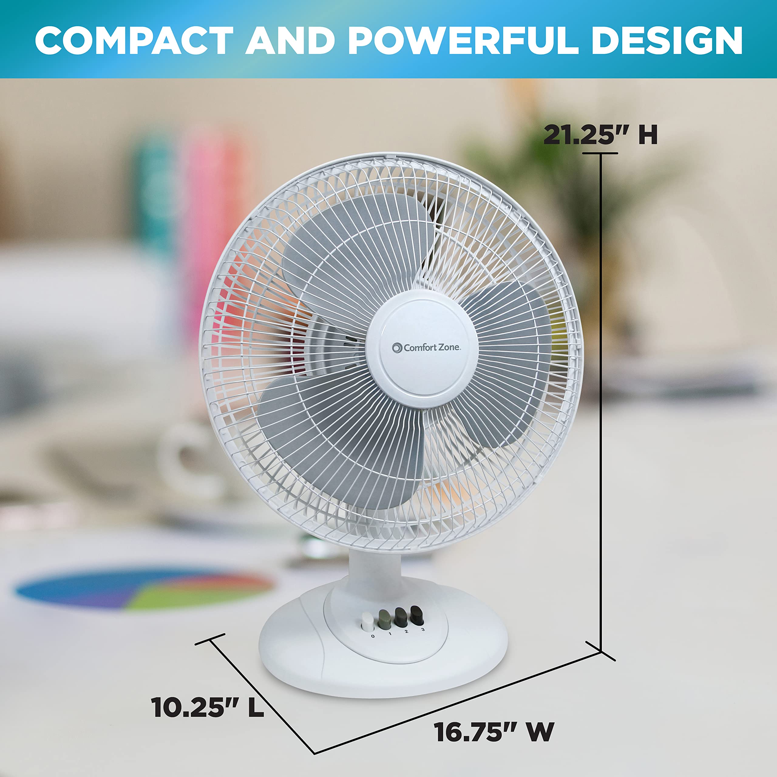 Foto 5 pulgar | Ventilador de Mesa Comfort Zone 40 cm 3 Velocidades - Venta Internacional