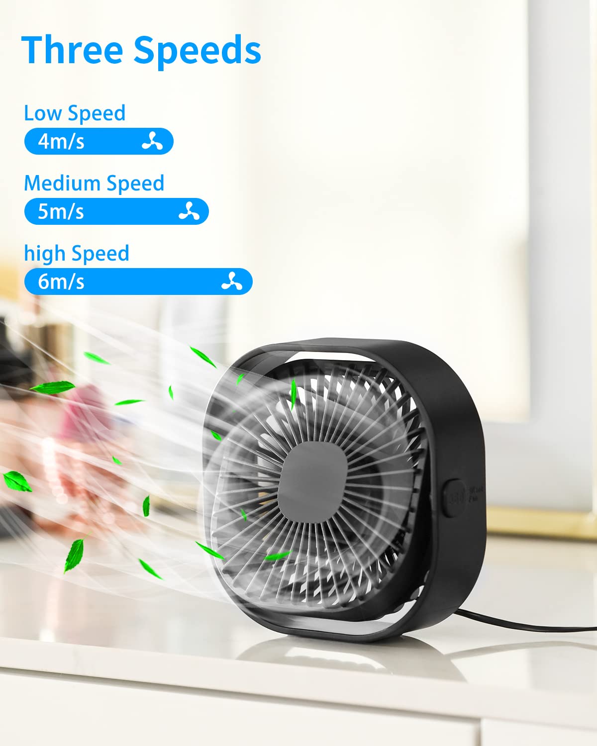 Foto 5 pulgar | Ventilador de Escritorio USB RJVW Portátil 4 Pulgadas y 3 Velocidades - Venta Internacional