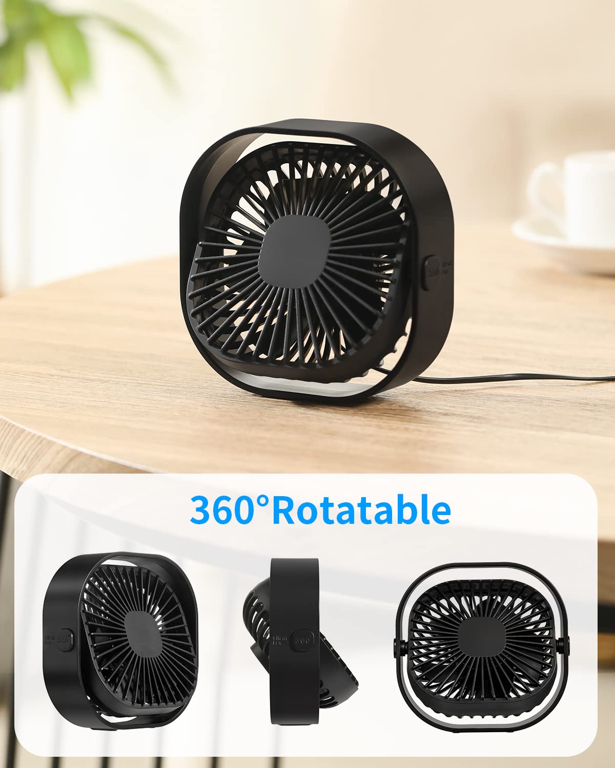 Foto 7 pulgar | Ventilador de Escritorio USB RJVW Portátil 4 Pulgadas y 3 Velocidades - Venta Internacional
