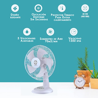Foto 4 | 2 Pack Ventilador De Escritorio Abanico De Mesa Oscilatorio