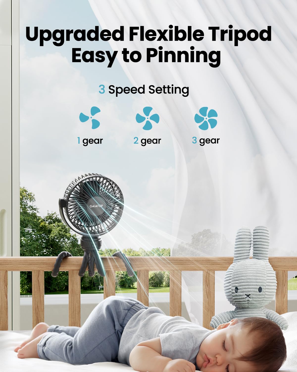 Foto 4 pulgar | Ventilador Portátil Gaiatop Mini Con Batería Portátil De 3 Velocidades, Color Negro - Venta Internacional.