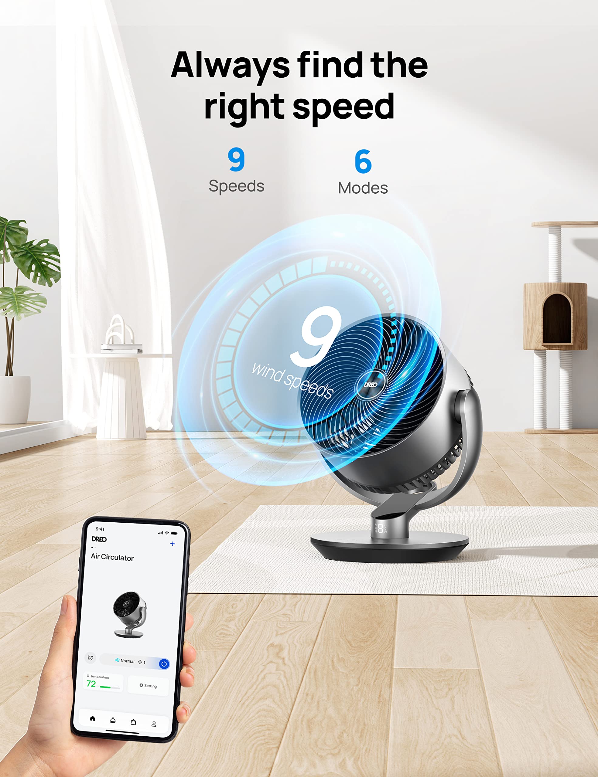 Foto 2 | Ventilador Dreo Dr-haf004s, 40 Cm, 25 Db, 6 Modos Y 9 Velocidades, Color Plateado - Venta Internacional.