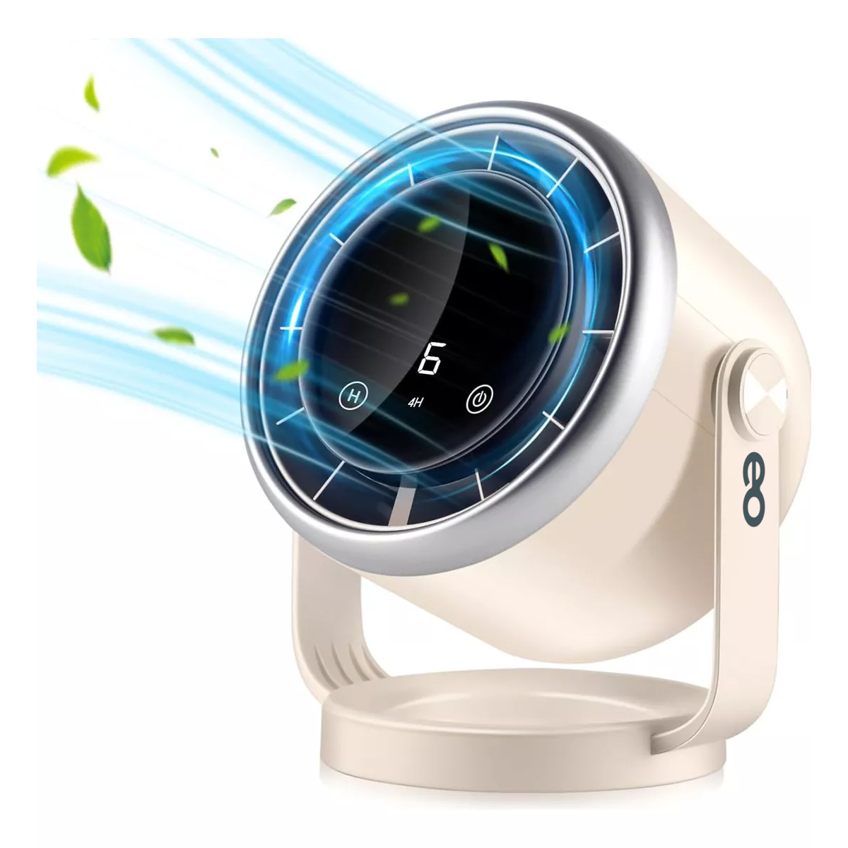 Ventilador De Escritorio Con Batería Portátil De Pantalla Digital Eo Safe Imports Esi-18755 Blanco