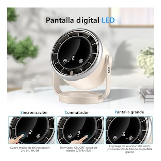 Foto 2 | Ventilador De Escritorio Con Batería Portátil De Pantalla Digital Eo Safe Imports Esi-18755 Blanco