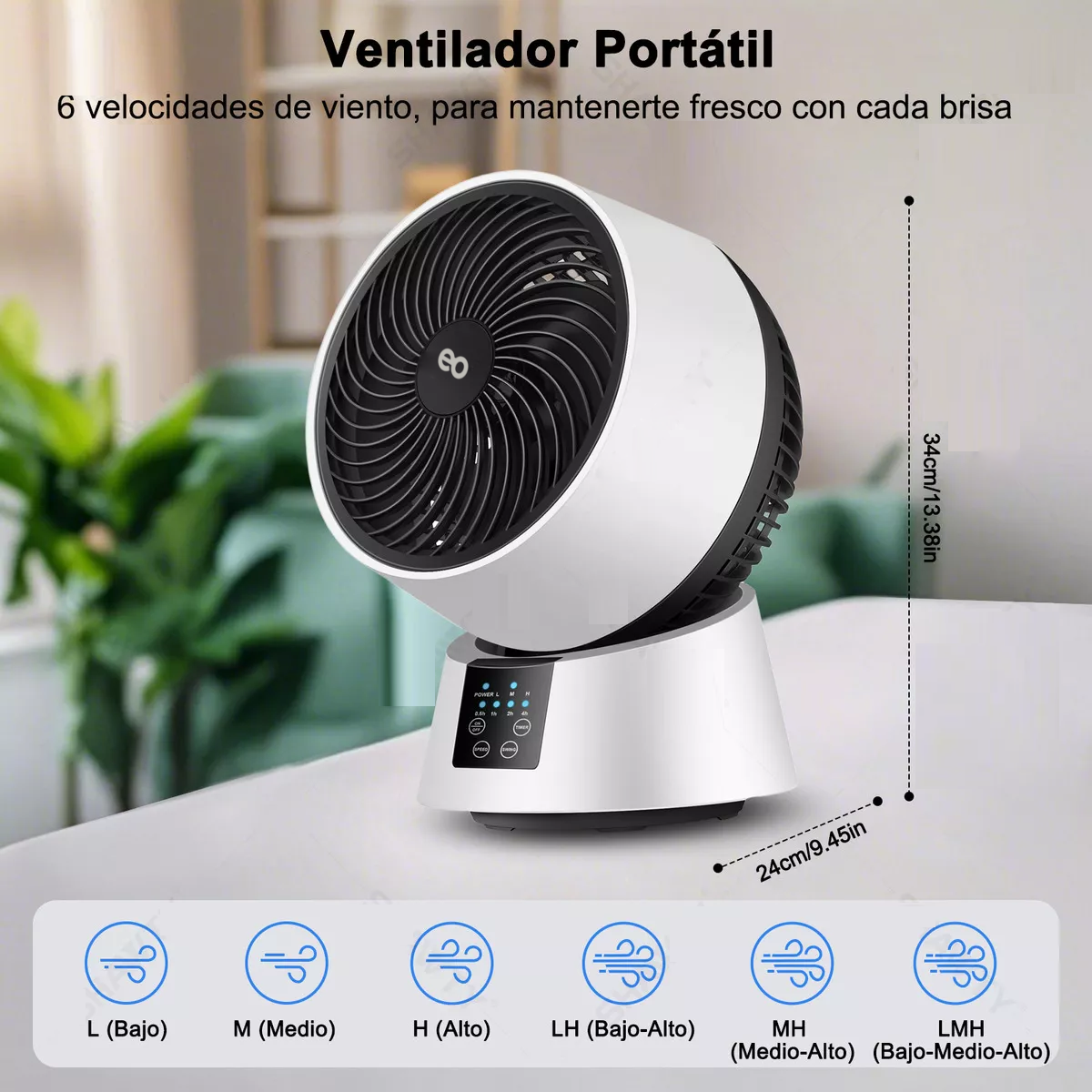 Foto 3 pulgar | Ventilador Circulador De Aire De Mesa Eo Safe Imports Esi-18756 Multicolor