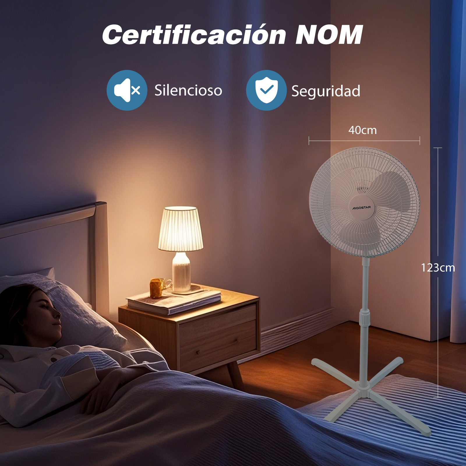 Foto 5 pulgar | Ventilador De Piso De Pedestal, 16'', Con 3 Aspas, Blanco
