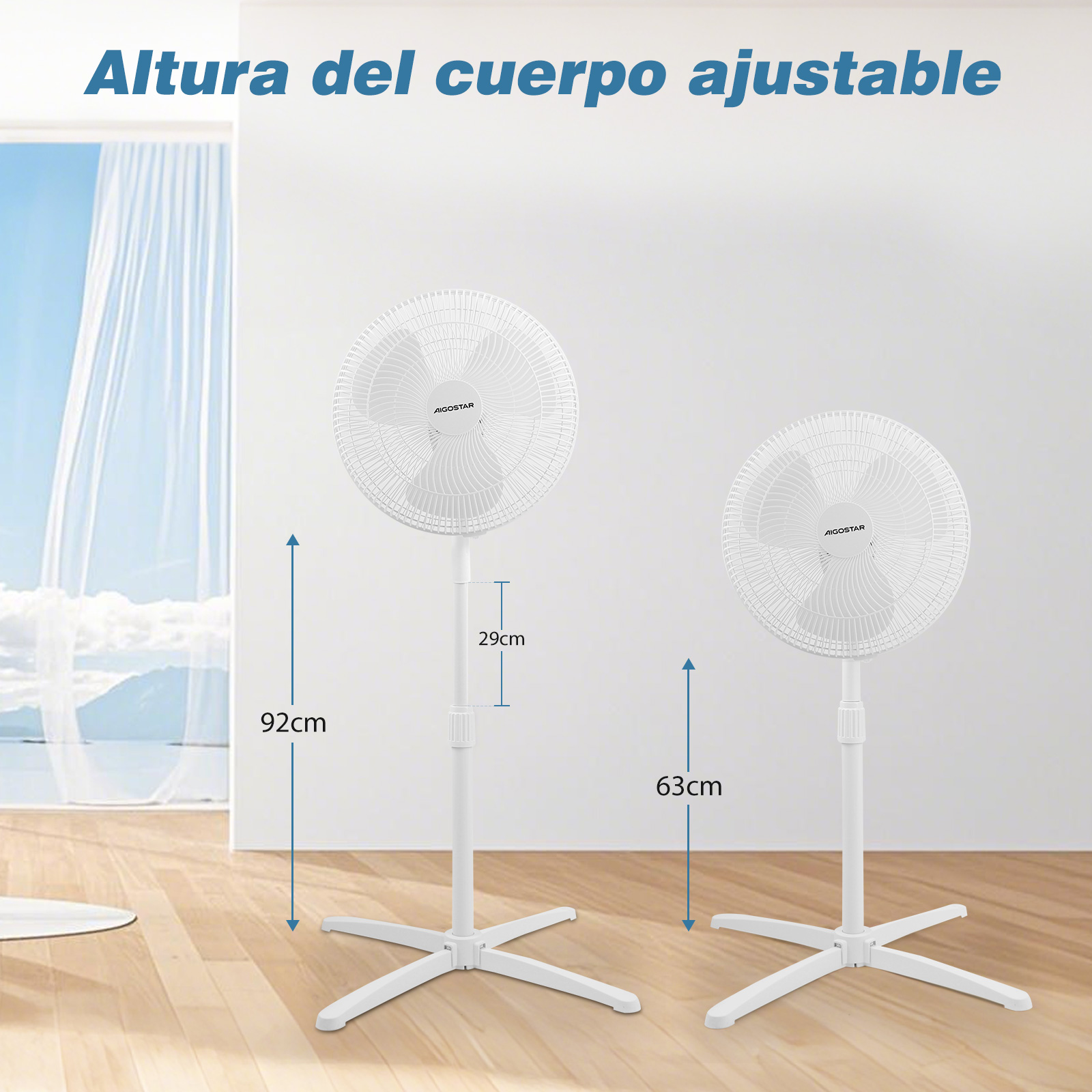 Foto 7 pulgar | Ventilador De Piso De Pedestal, 16'', Con 3 Aspas, Blanco