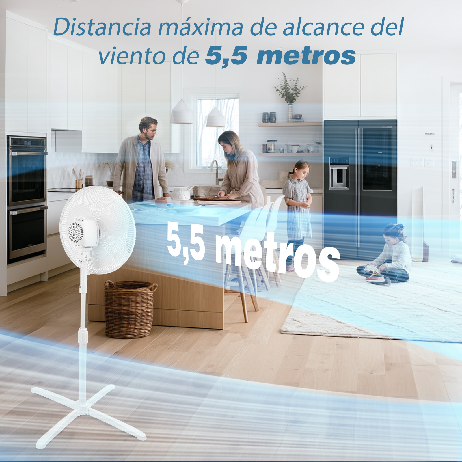 Foto 8 pulgar | Ventilador De Piso De Pedestal, 16'', Con 3 Aspas, Blanco
