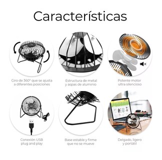 Foto 4 | Ventilador de Escritorio Lab.G Usb Aspas de Metal 14 cm