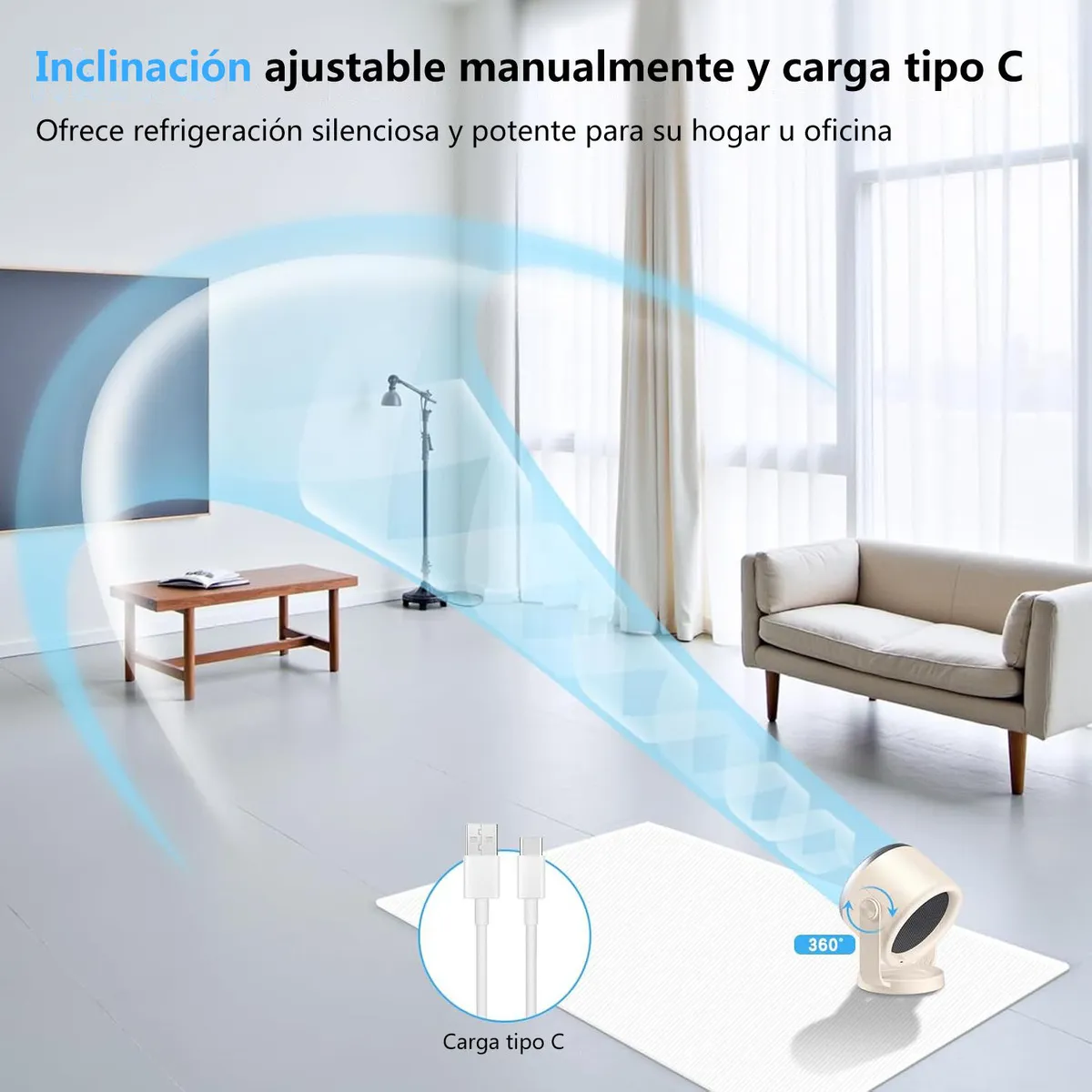 Foto 4 pulgar | Ventilador De Escritorio Con Batería Eo Safe Imports Esi-18815 Beige