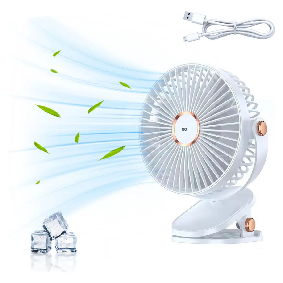 Foto 2 pulgar | Ventilador De Escritorio Con Luz 5 Velocidades Diámetro 15cm Eo Safe Imports Esi-18817 Blanco