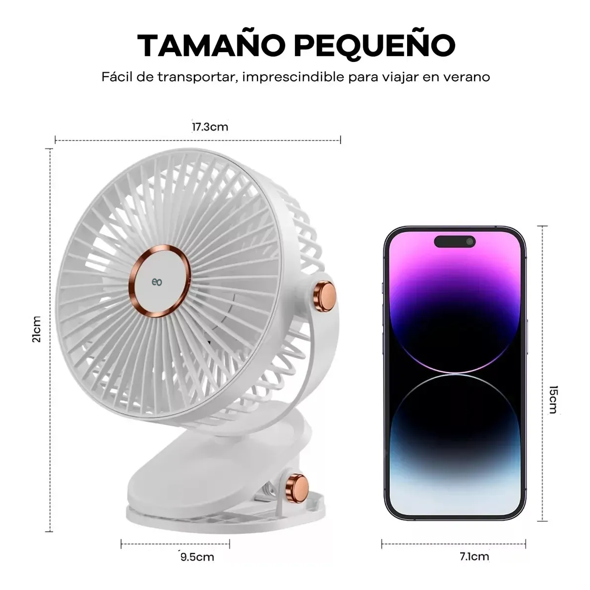 Foto 4 pulgar | Ventilador De Escritorio Con Luz 5 Velocidades Diámetro 15cm Eo Safe Imports Esi-18817 Blanco