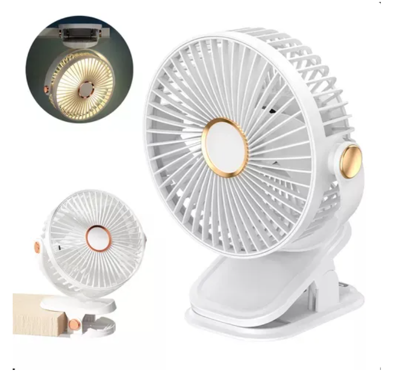 Ventilador Xtellar Recargable Usb Con Luz, 5 Velocidades, 17.6cm Modelo Blanco