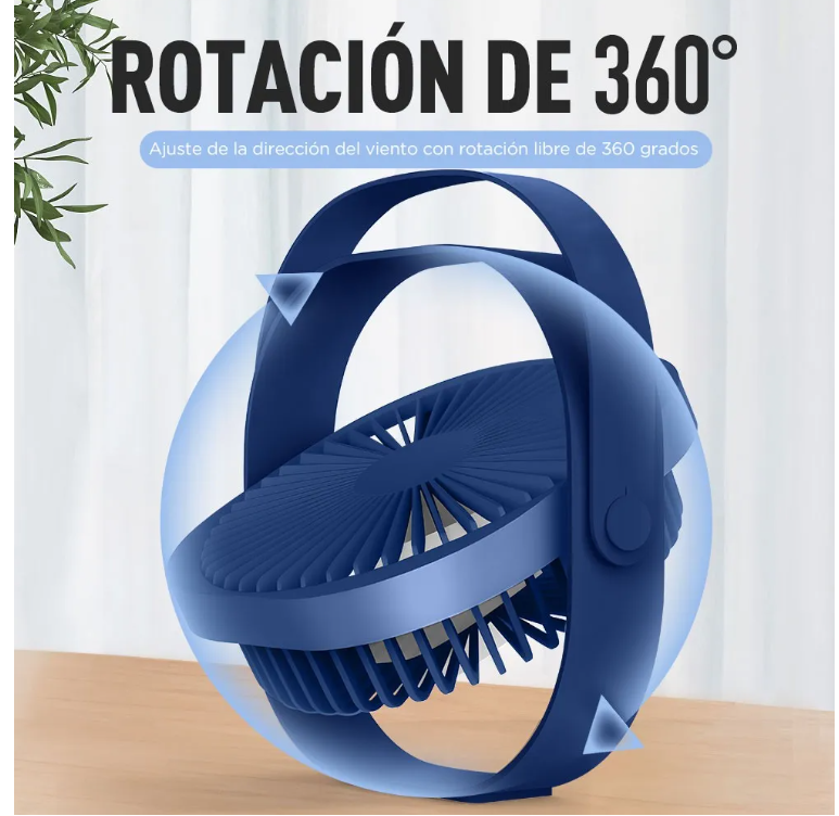 Foto 2 | Ventilador de Escritorio Xtellar Recargable USB Azul 20 cm