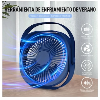 Foto 3 | Ventilador de Escritorio Xtellar Recargable USB Azul 20 cm