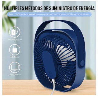 Foto 4 | Ventilador de Escritorio Xtellar Recargable USB Azul 20 cm