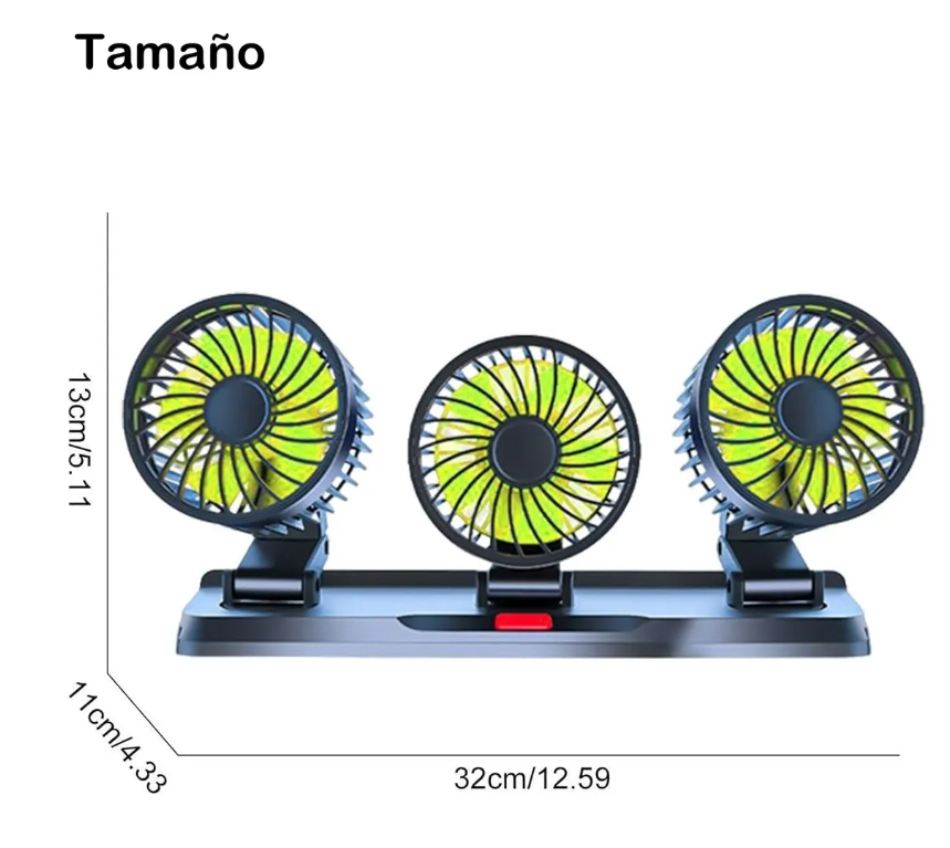 Foto 4 pulgar | Ventilador Xtellar Para Auto De 3 Cabezas Ajustables 360 Enchufe 12v