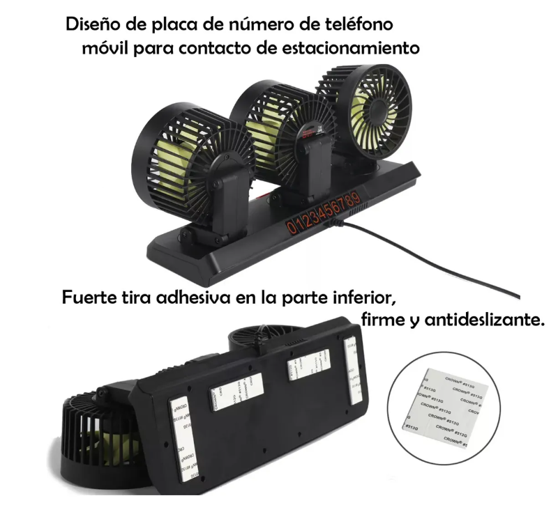 Foto 6 pulgar | Ventilador Xtellar Para Auto De 3 Cabezas Ajustables 360 Enchufe 12v