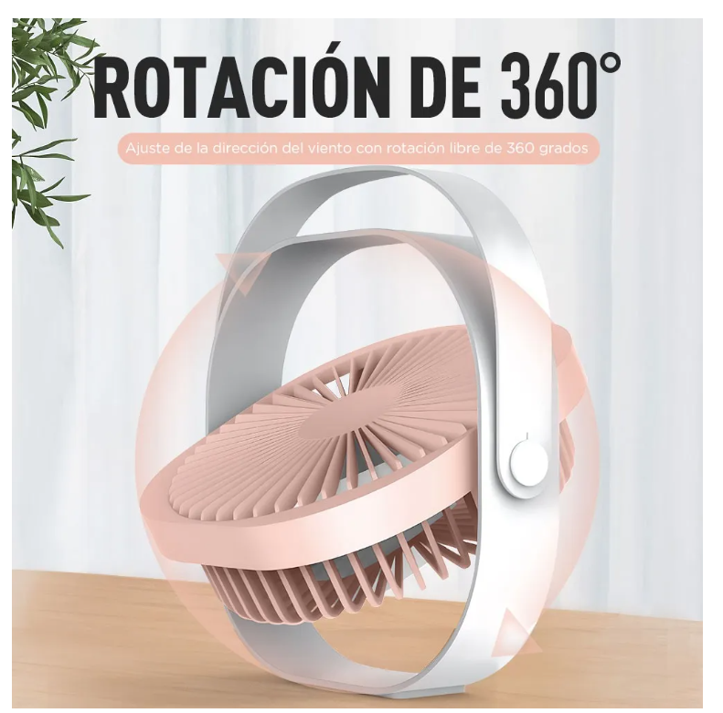 Foto 3 pulgar | Ventilador de Escritorio Xtellar Recargable Rosa