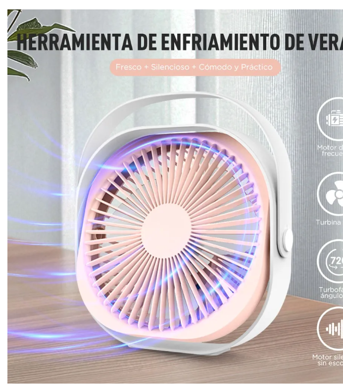 Foto 5 pulgar | Ventilador de Escritorio Xtellar Recargable Rosa