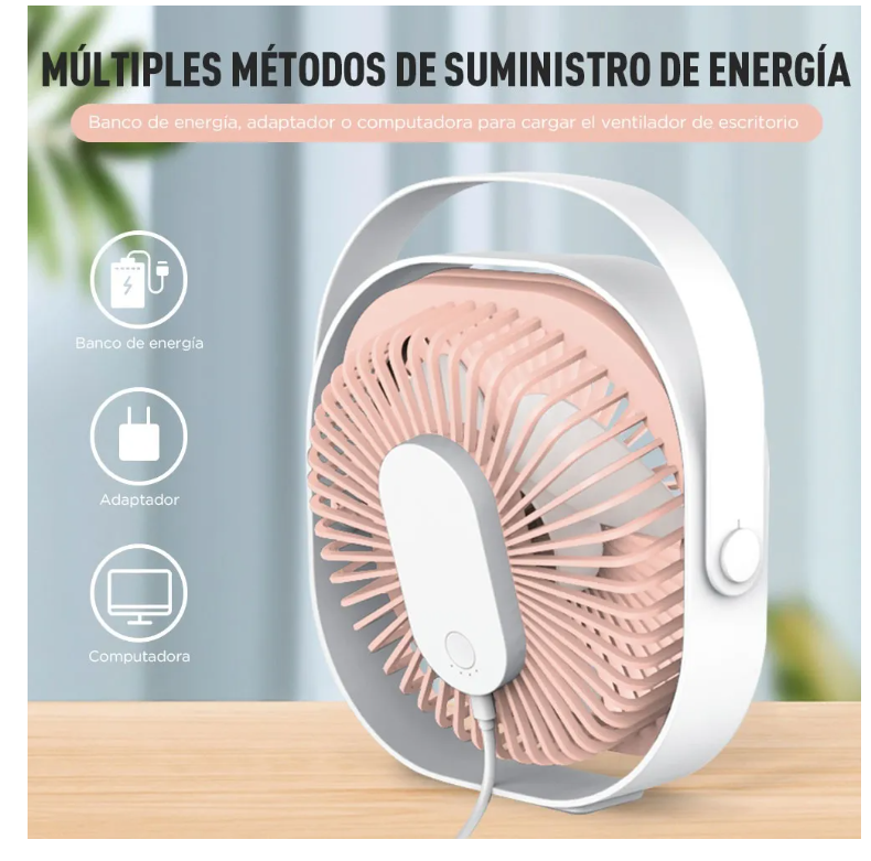 Foto 5 | Ventilador de Escritorio Xtellar Recargable Rosa
