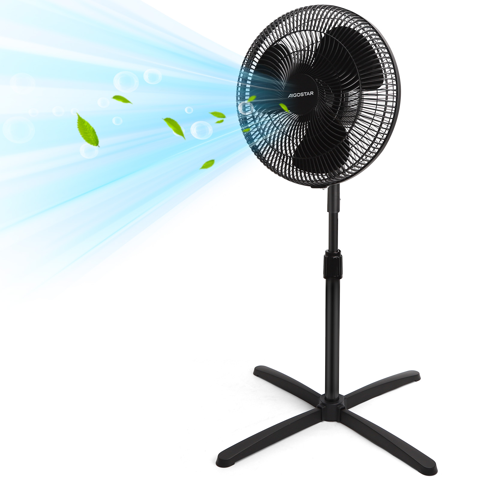 Ventilador De Pedestal De 16 Pulgadas Con 3 Velocida, Negro