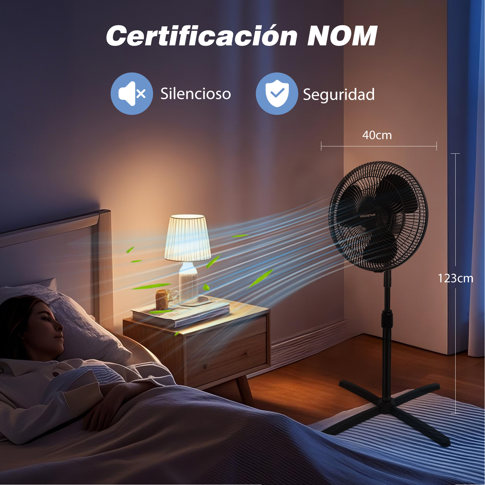 Foto 4 | Ventilador De Pedestal De 16 Pulgadas Con 3 Velocida, Negro