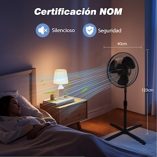 Foto 4 | Ventilador De Pedestal De 16 Pulgadas Con 3 Velocida, Negro