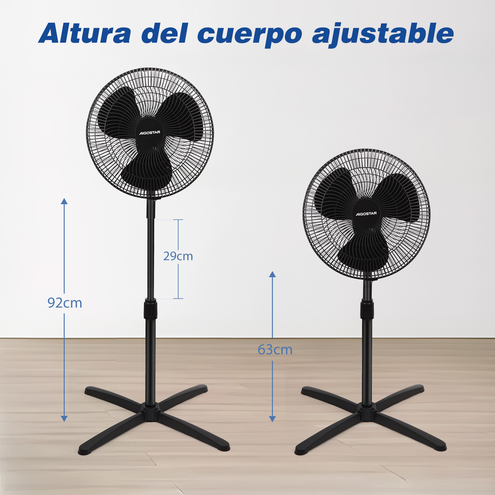 Foto 6 pulgar | Ventilador De Pedestal De 16 Pulgadas Con 3 Velocida, Negro