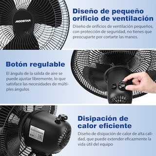 Foto 6 | Ventilador De Pedestal De 16 Pulgadas Con 3 Velocida, Negro