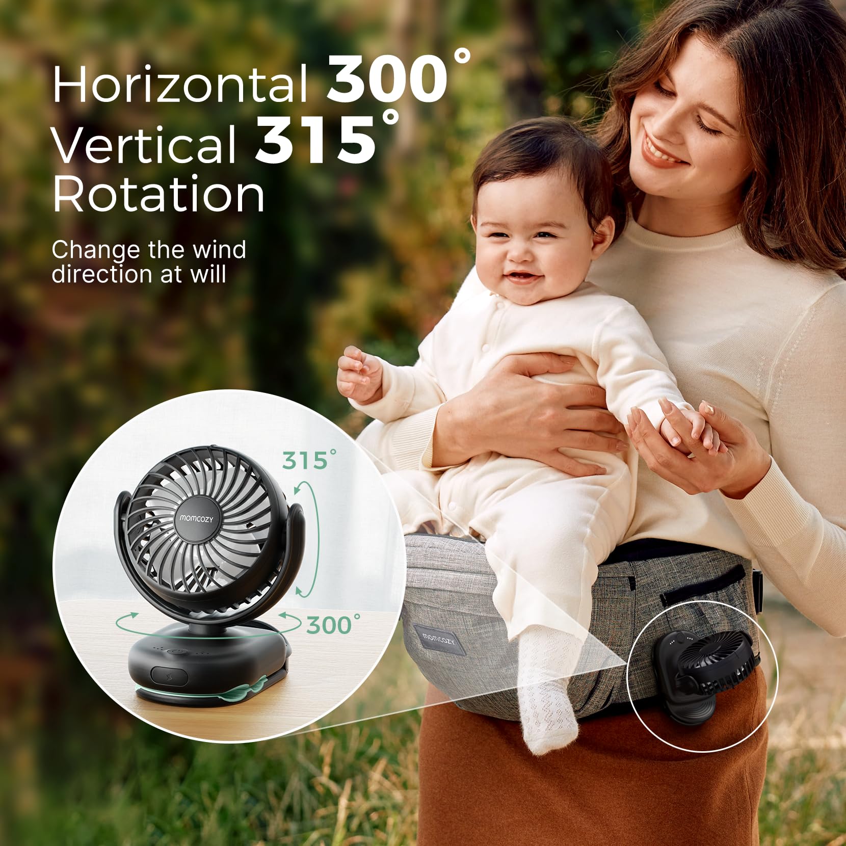 Foto 8 pulgar | Ventilador Portátil Para Cochecito Momcozy Con Clip, 4 Velocidades, Recargable - Venta Internacional.