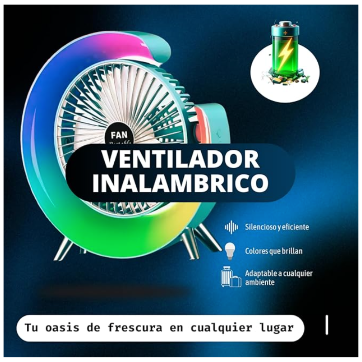 Foto 4 pulgar | Dos Ventiladores Portátiles Con 3 Velocidades Usb Luz Led Color Verde Y Verde