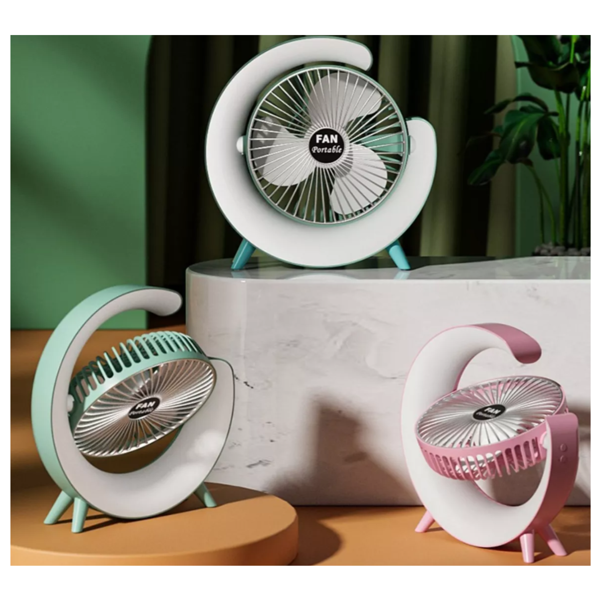 Foto 9 pulgar | Dos Ventiladores Portátiles Con 3 Velocidades Usb Luz Led Color Verde Y Verde