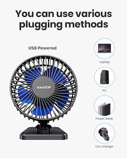 Foto 6 | Ventilador De Escritorio Gaiatop Usb Pequeño, Potente, Portátil, 3 Velocidades, Azul - Venta Internacional.