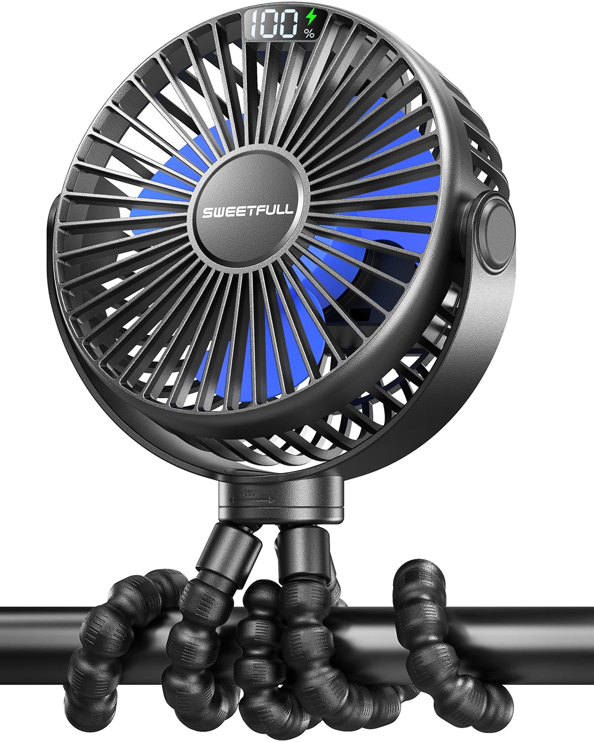 Ventilador De Cochecito Portátil Sweetfull Con Pantalla Led Y Batería De 4000 Mah - Venta Internacional.