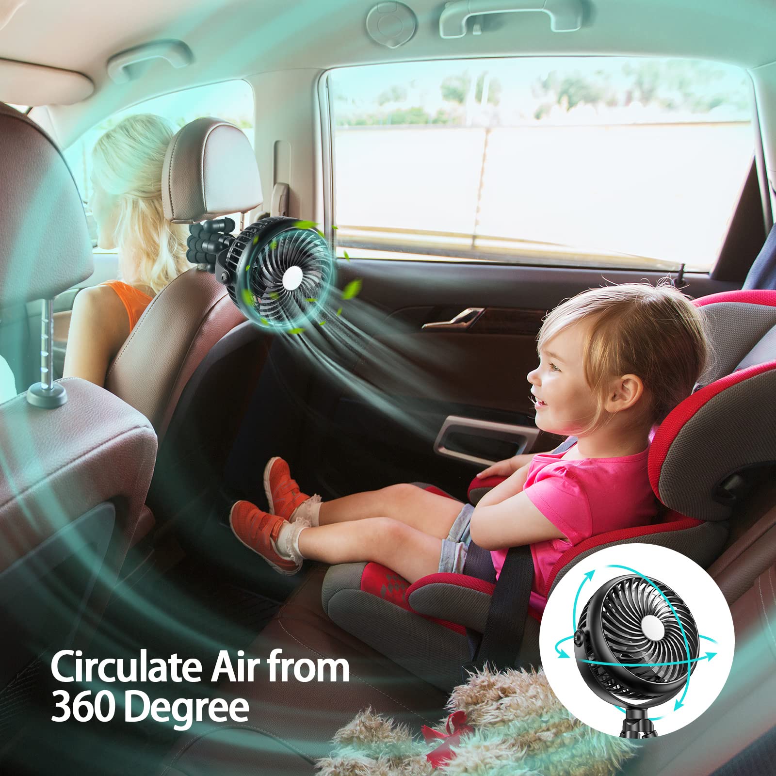 Foto 3 pulgar | Ventilador Para Asiento De Coche Grandfast 5000 Mah, Funciona Con Pilas, Negro - Venta Internacional.