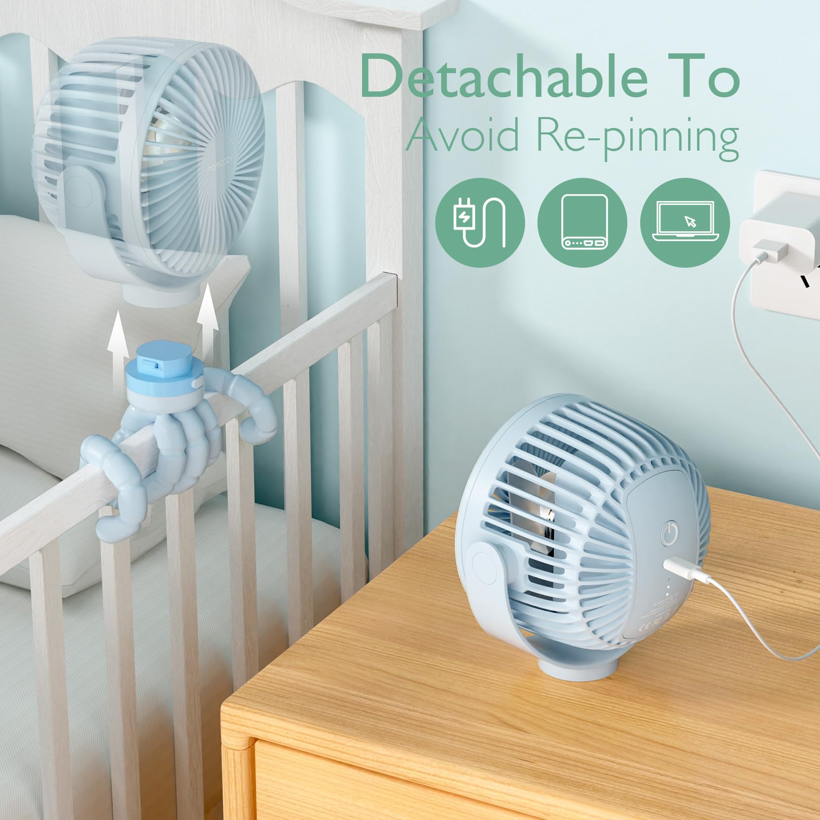 Foto 5 | Ventilador De Cochecito Portátil Momcozy De 8000 Mah, 27 Horas De Duración De La Batería - Venta Internacional.