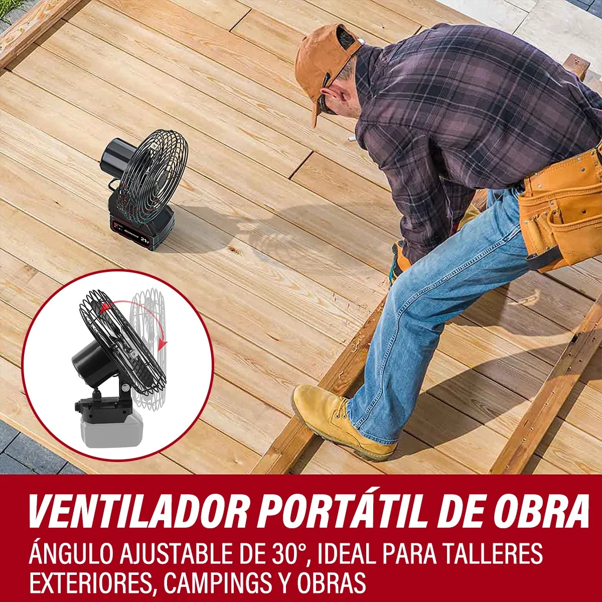 Foto 3 | Ventilador Portátil Recargable Inalámbrico 4.0ah 8-inch 30w Lab.g Negro