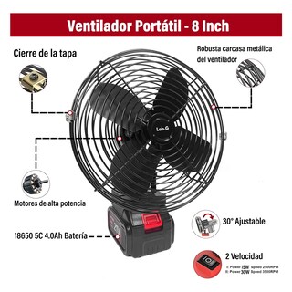 Foto 4 | Ventilador Portátil Recargable Inalámbrico 4.0ah 8-inch 30w Lab.g Negro