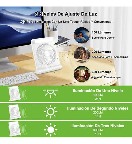 Foto 3 pulgar | Ventilador Portátil Xtellar Recargable Ventilador De Piso Con Luz