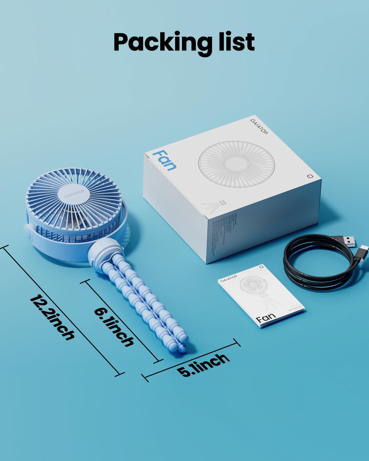 Foto 8 pulgar | Ventilador Portátil Gaiatop Mini Con Batería Portátil De 3 Velocidades  Color Azul - Venta Internacional.