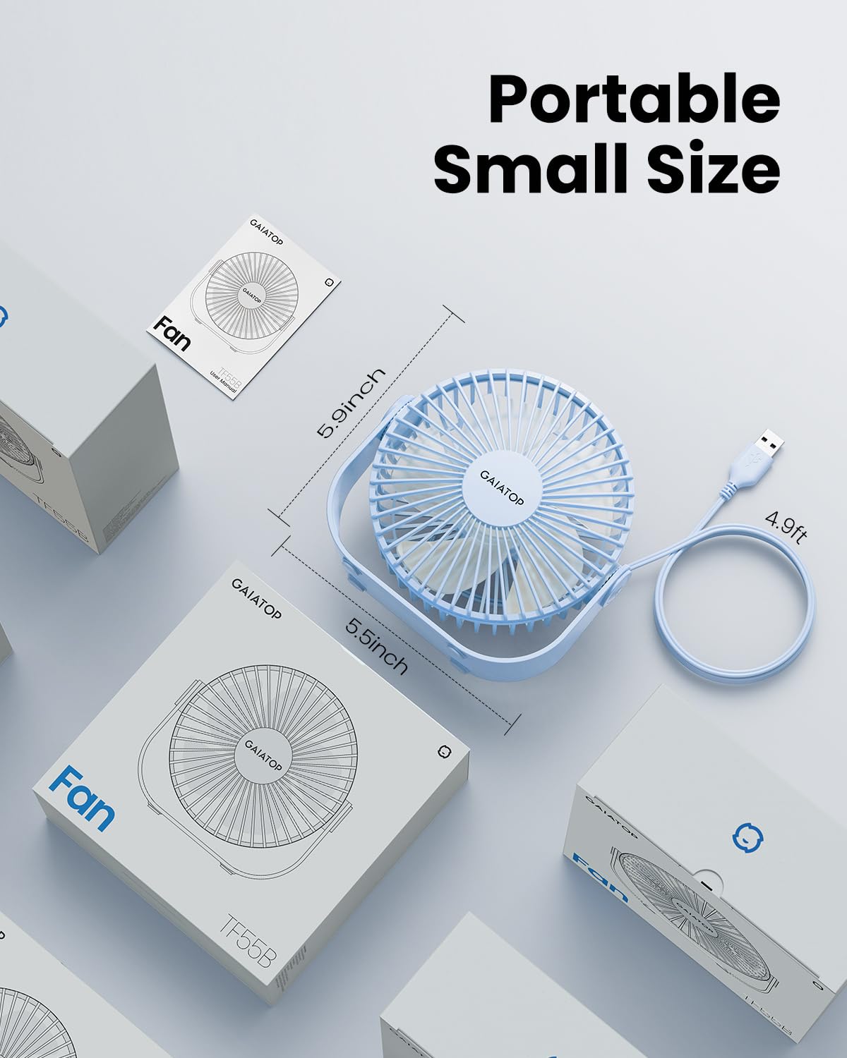 Foto 8 pulgar | Ventilador De Escritorio Gaiatop Usb Con Rotación De 90° Y 3 Velocidades  Color Azul - Venta Internacional.