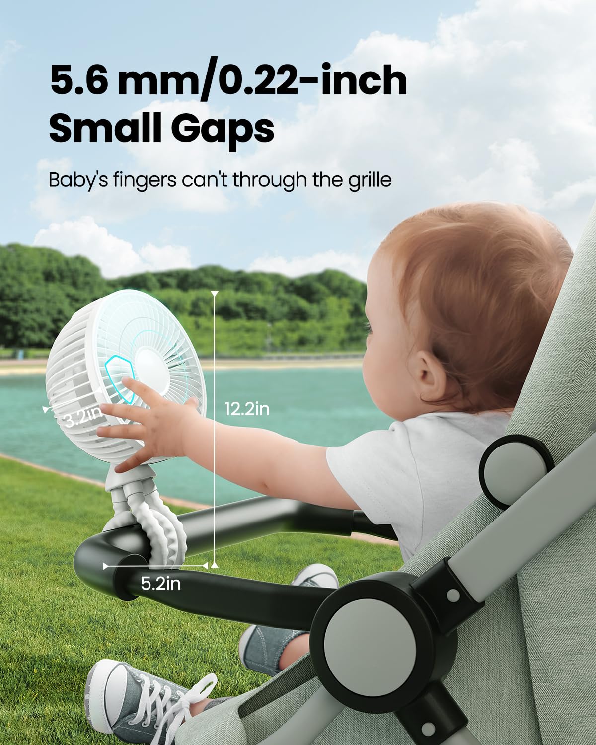 Foto 4 pulgar | Ventilador De Cochecito Gaiatop Oscilante Con Luz Nocturna Led Blanca - Venta Internacional.