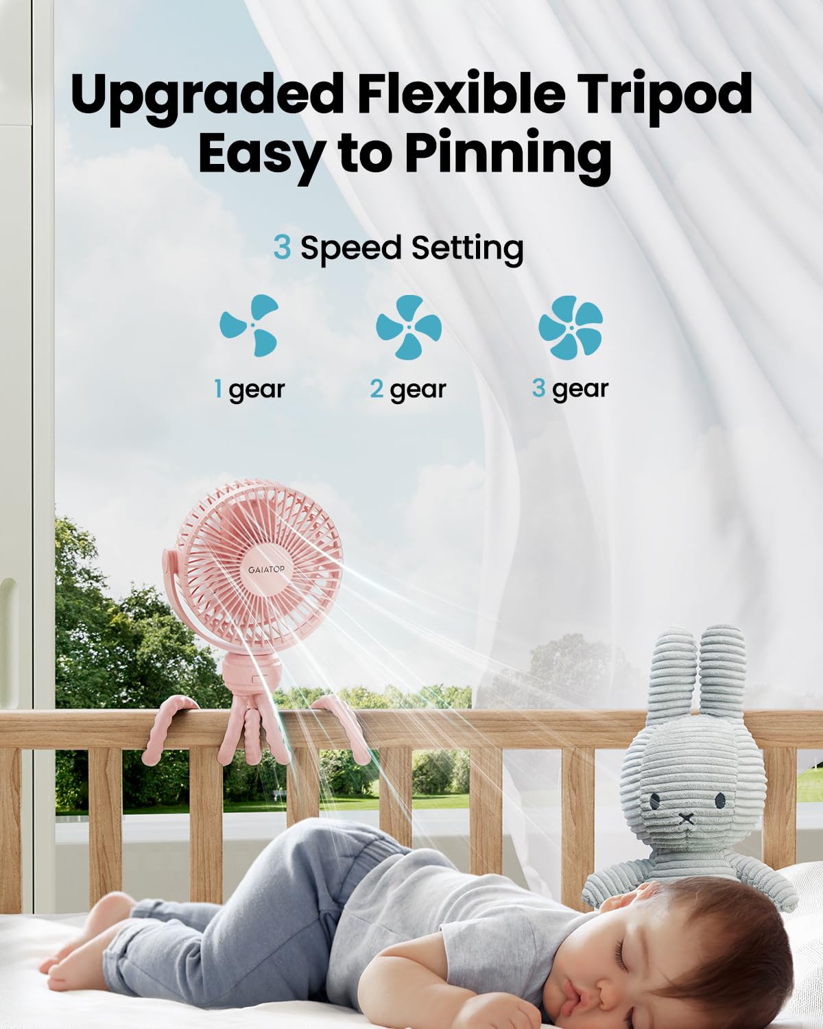 Foto 3 | Ventilador Portátil Gaiatop Mini Con Batería Portátil Que Gira 360°  Rosa - Venta Internacional.