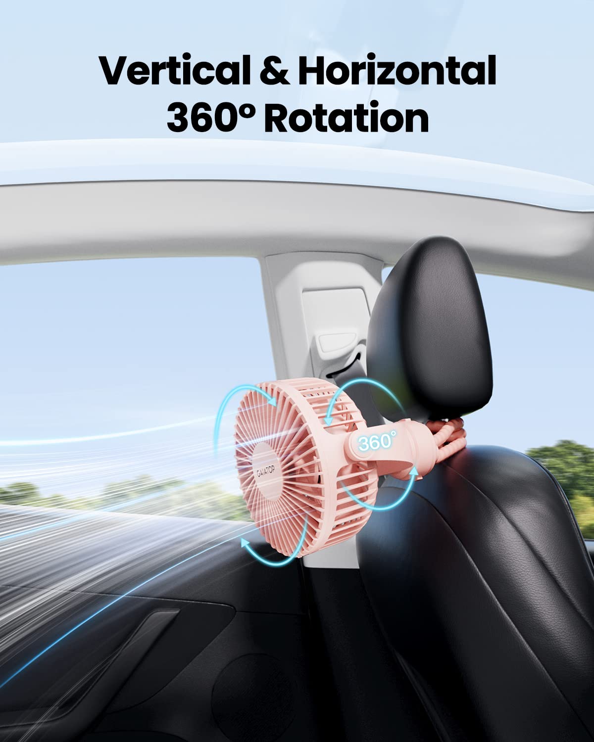 Foto 6 | Ventilador Portátil Gaiatop Mini Con Batería Portátil Que Gira 360°  Rosa - Venta Internacional.
