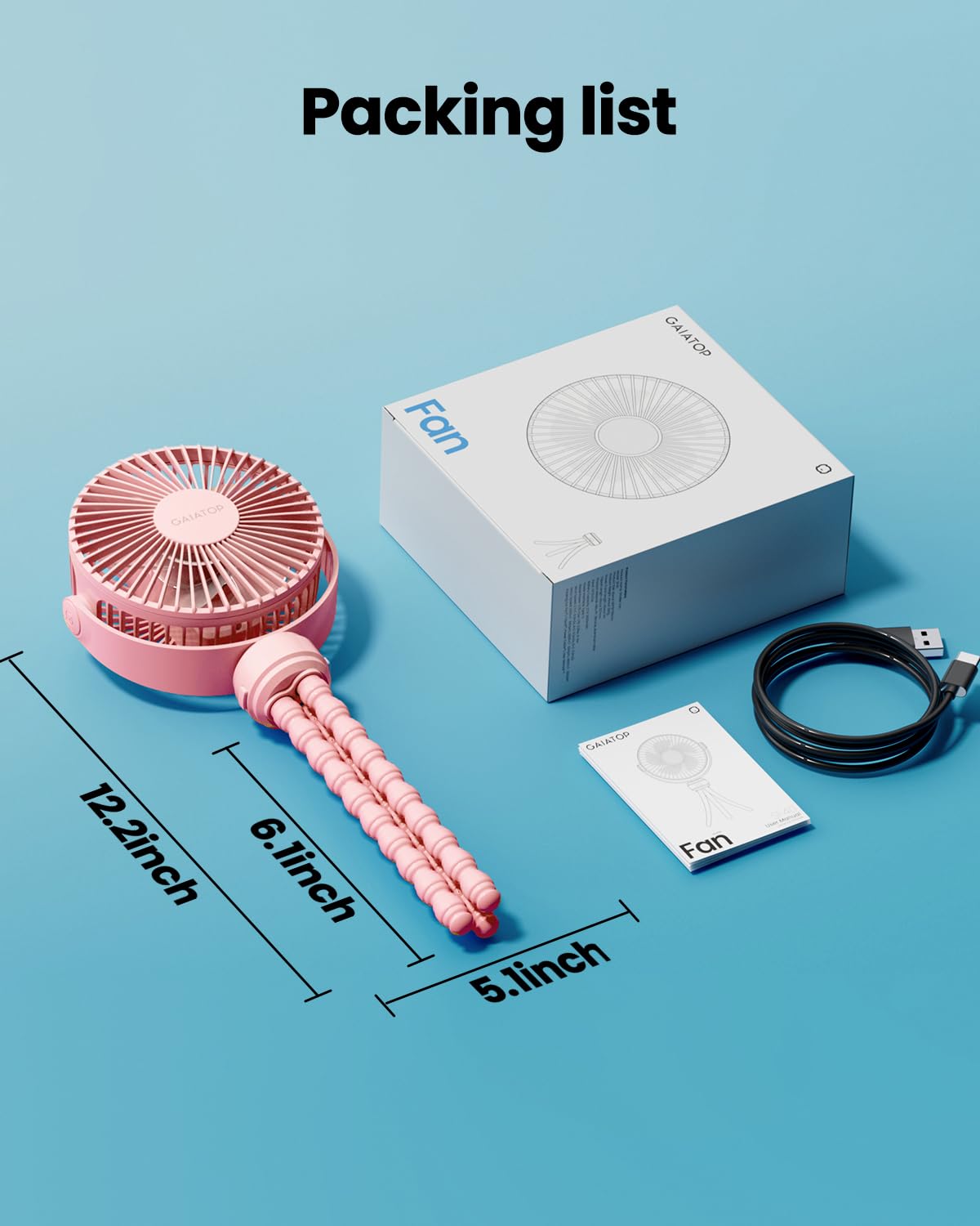 Foto 8 pulgar | Ventilador Portátil Gaiatop Mini Con Batería Portátil Que Gira 360°  Rosa - Venta Internacional.