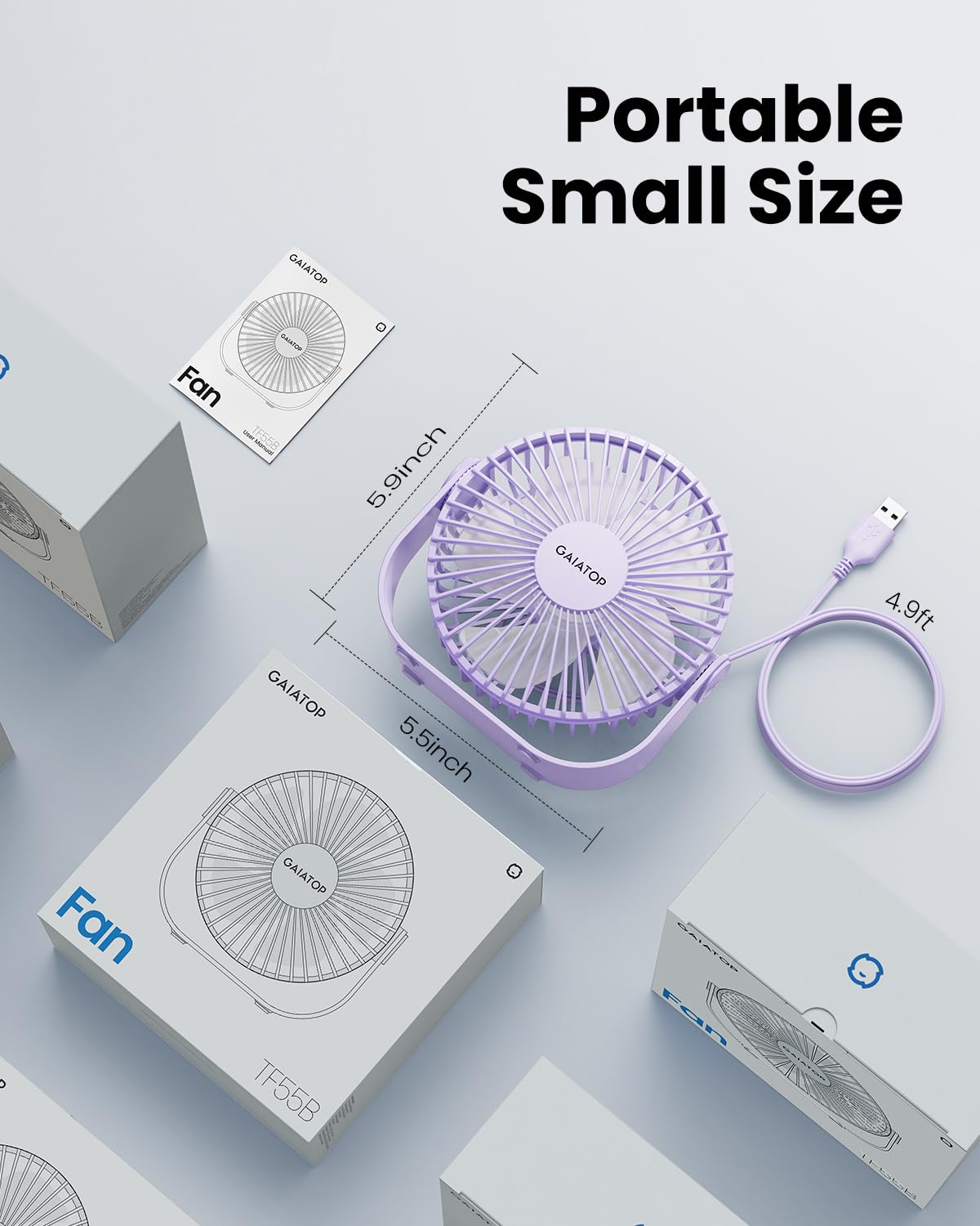 Foto 8 pulgar | Ventilador De Escritorio Gaiatop Usb Con Rotación De 90°  3 Velocidades  4 8 M/s  Morado - Venta Internacional.