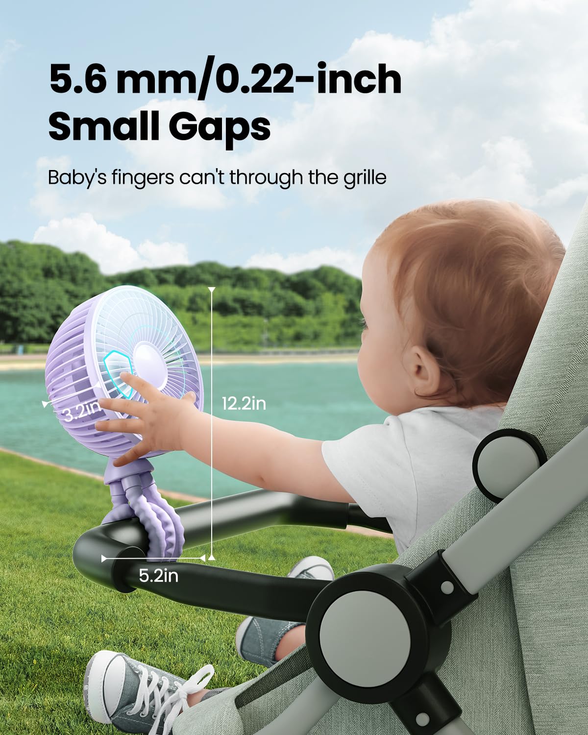 Foto 4 pulgar | Ventilador De Cochecito Gaiatop Oscilante Con Luz Nocturna Led Violeta - Venta Internacional.