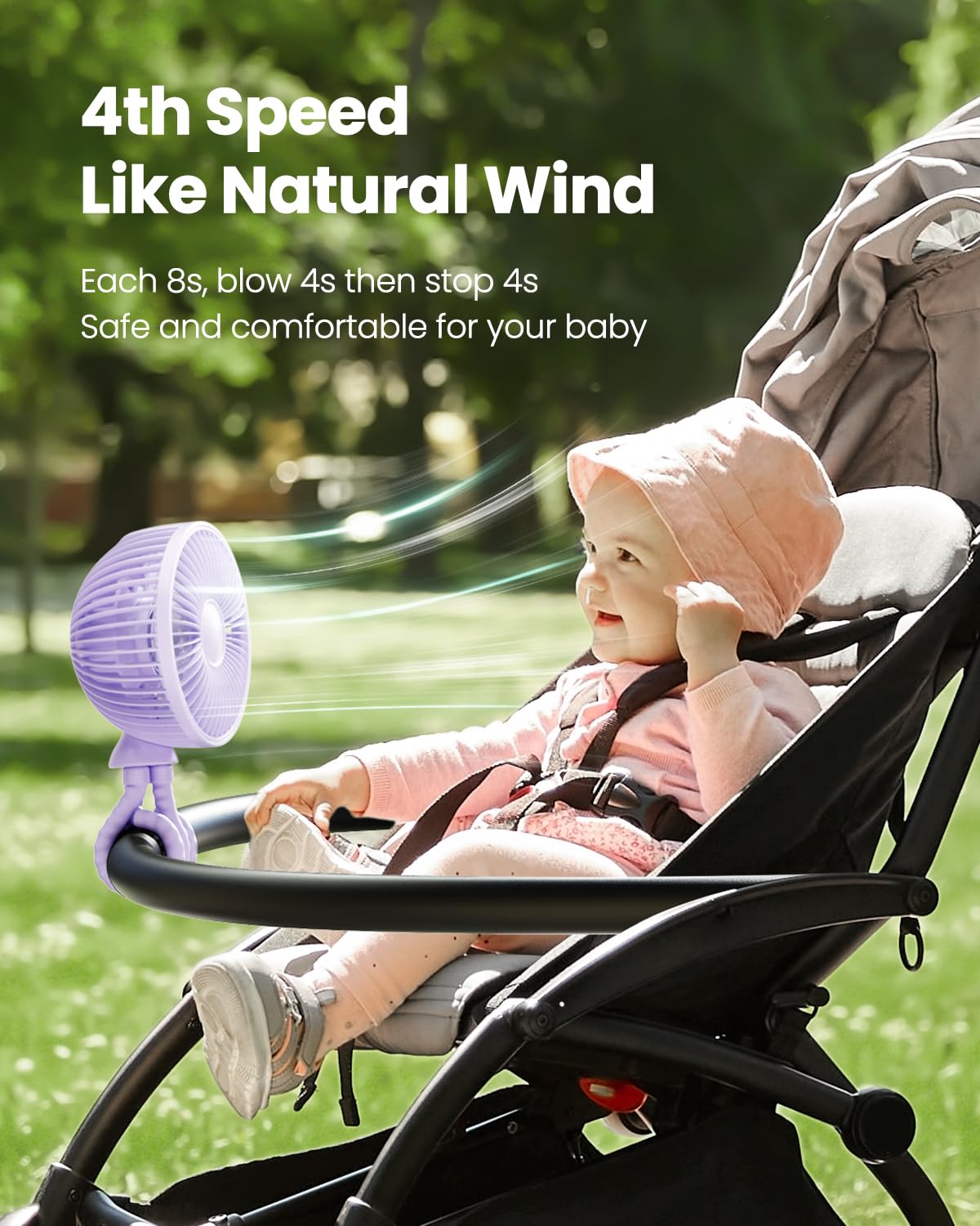 Foto 6 pulgar | Ventilador De Cochecito Gaiatop Oscilante Con Luz Nocturna Led Violeta - Venta Internacional.
